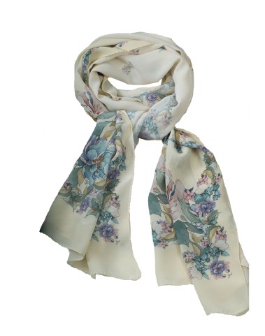 Crepe Silk Scarf - Flowers