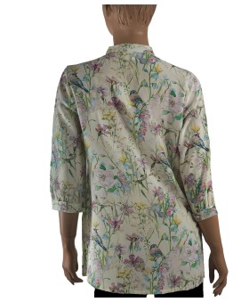 Short Silk Shirt - Birds