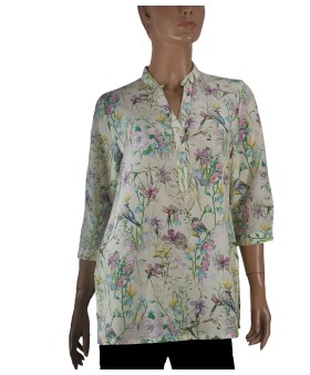 Short Silk Shirt - Birds