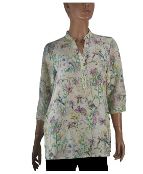 Short Silk Shirt - Birds