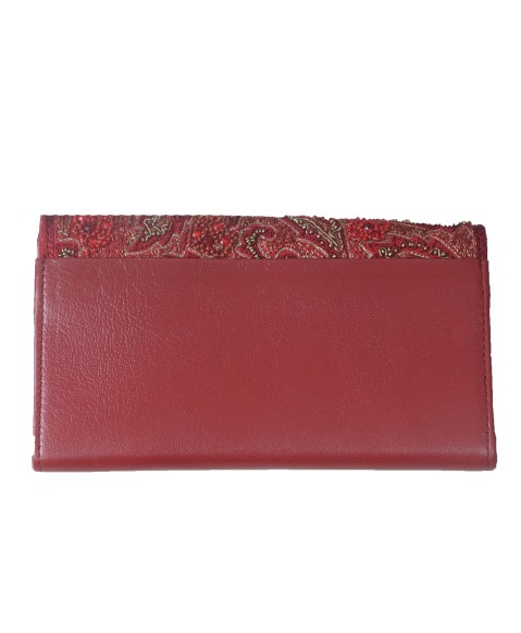 Ashika Wallet - Marron Wallet With the Golden Bead Work 