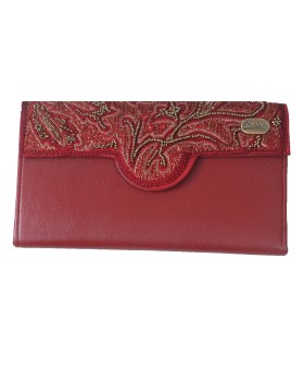 Ashika Wallet - Marron Wallet With the Golden Bead Work 