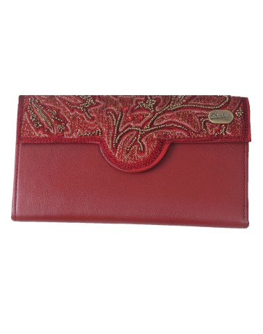 Ashika Wallet - Marron Wallet With the Golden Bead Work 