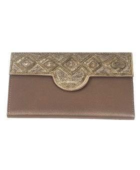 Ashika Wallet - Rhombus Golden Bead Work 