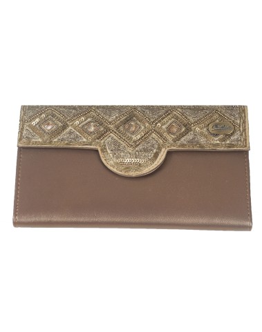 Ashika Wallet - Rhombus Golden Bead Work 