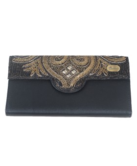 Ashika Wallet - Golden Thread And Bead Work 