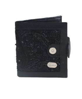 Folding Wallet - Black Paisley