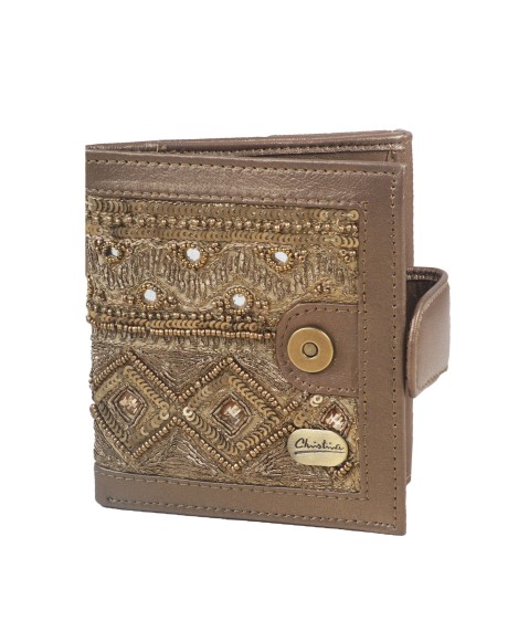 Folding Wallet - Golden Thread Work And Mirror