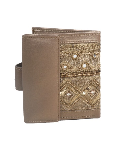 Folding Wallet - Golden Thread Work And Mirror