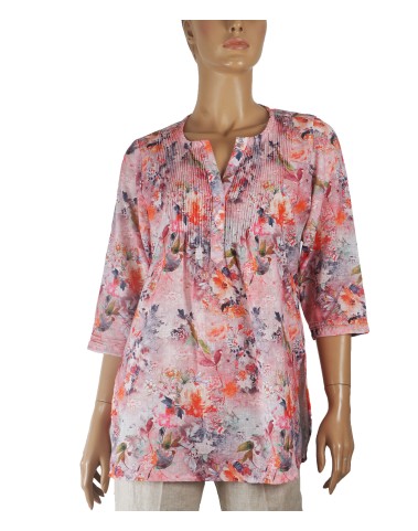 Casual Kurti - Pink And Orange Flowers