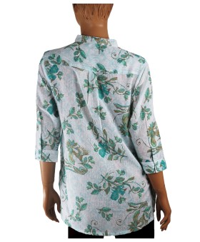 Casual Kurti - Aqua Blue Leaf