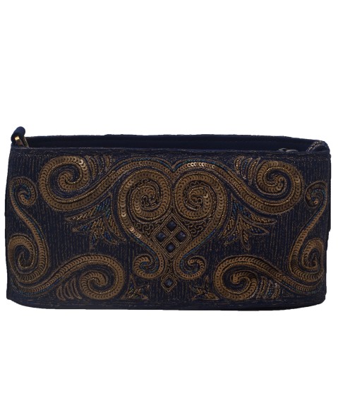 Karo Bag - Navy Blue Embroidered