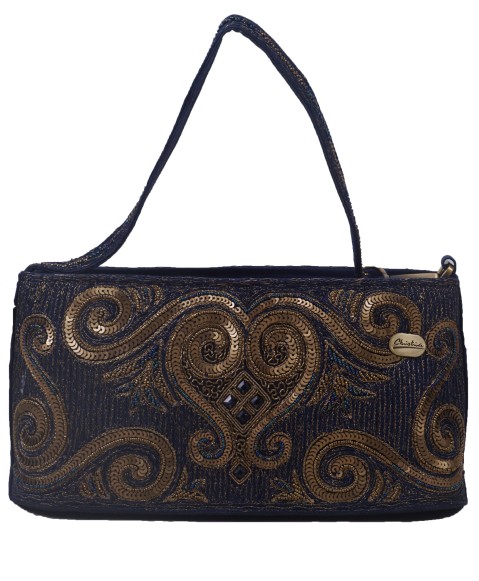 Karo Bag - Navy Blue Embroidered