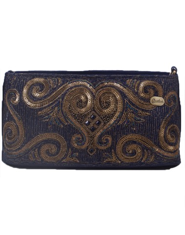 Karo Bag - Navy Blue Embroidered