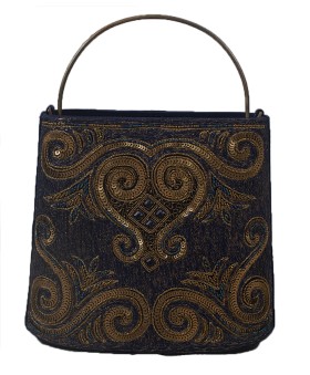 Manar Bag - Navy Blue Embroidered