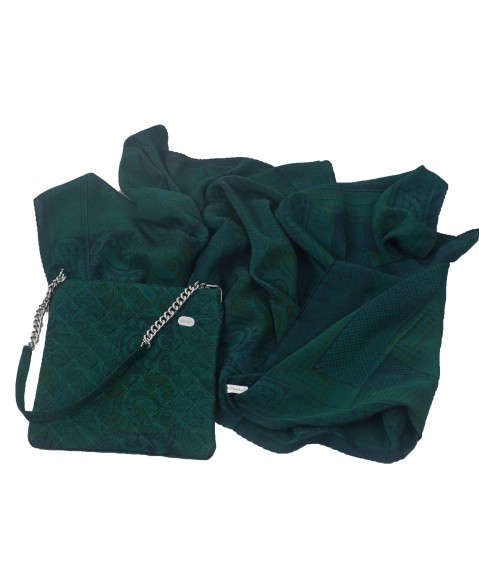 Scarf Set - Green Paisley