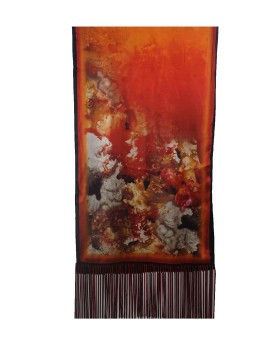 Orange Smudge Tassle Stole