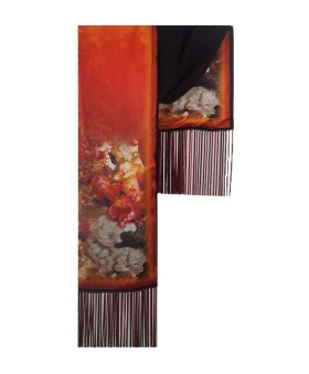 Orange Smudge Tassle Stole