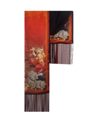 Orange Smudge Tassle Stole