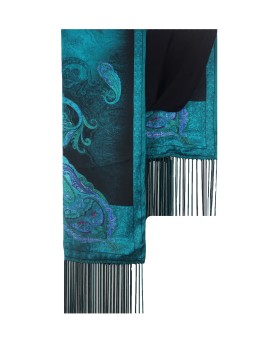 Turquoise Big Paisley Tassle Stole