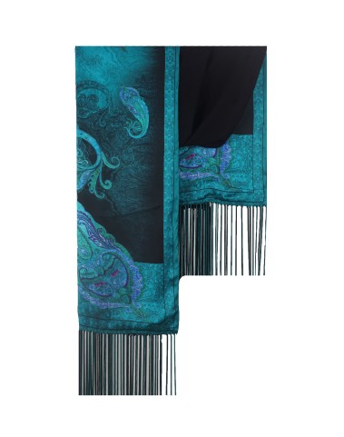 Turquoise Big Paisley Tassle Stole