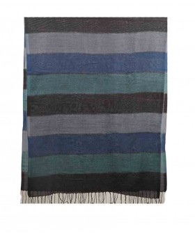 Missing Stripe Stole - Shades of Navy Blue Grey Black And  Green