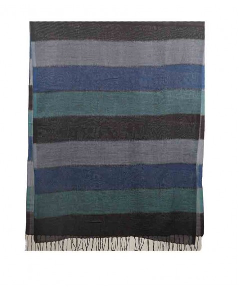 Missing Stripe Stole - Shades of Navy Blue Grey Black And  Green