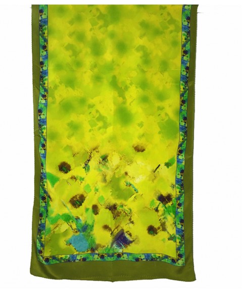 Crepe Silk Scarf-LIME Green Floral 