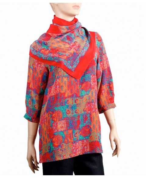 Short Silk Shirt-Red Indian